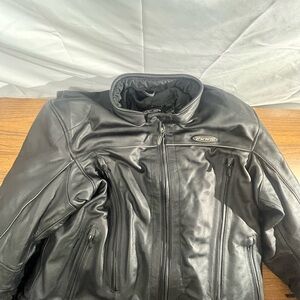 Vintage Harley Davidson Heavy CowHide Leather FXRG Padded Jacket   Sz 3XL Black